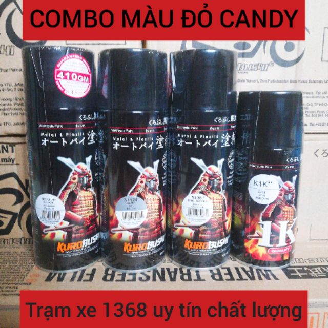  SƠN SAMURAI COMBO SƠN MÀU ĐỎ CANDY Y138 GỒM 4 CHAI
