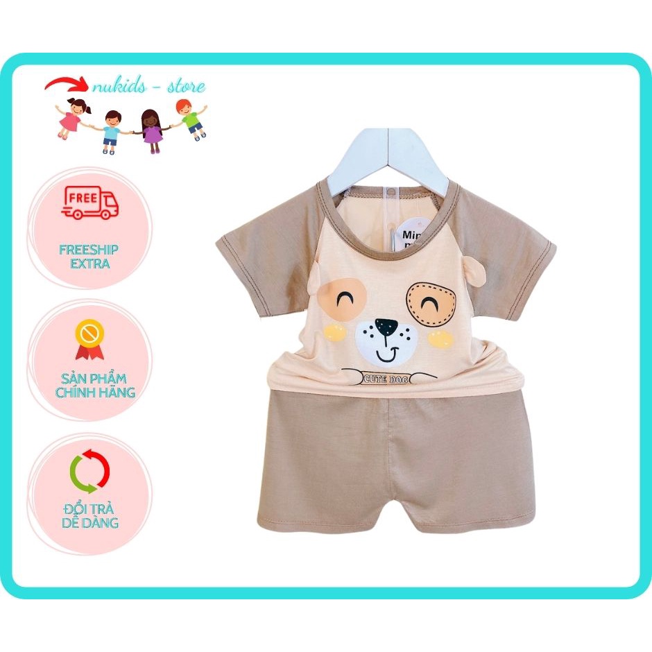 Bộ Cộc Tay Cho Bé FREE SHIP Bộ Minky Mom Cộc Tay In Hình Cún cho bé trai bé gái