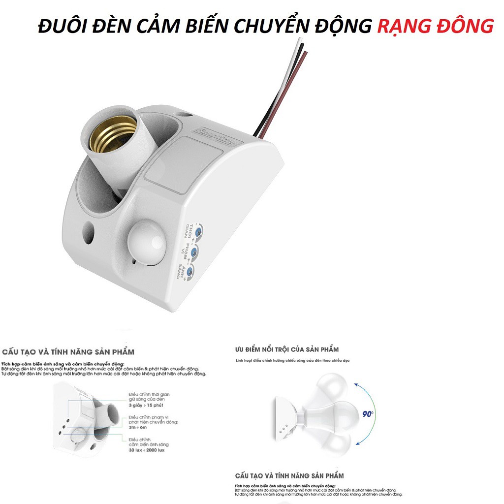 ĐUI ĐÈN CẢM BIẾN CHUYỂN ĐỘNG RẠNG ĐÔNG