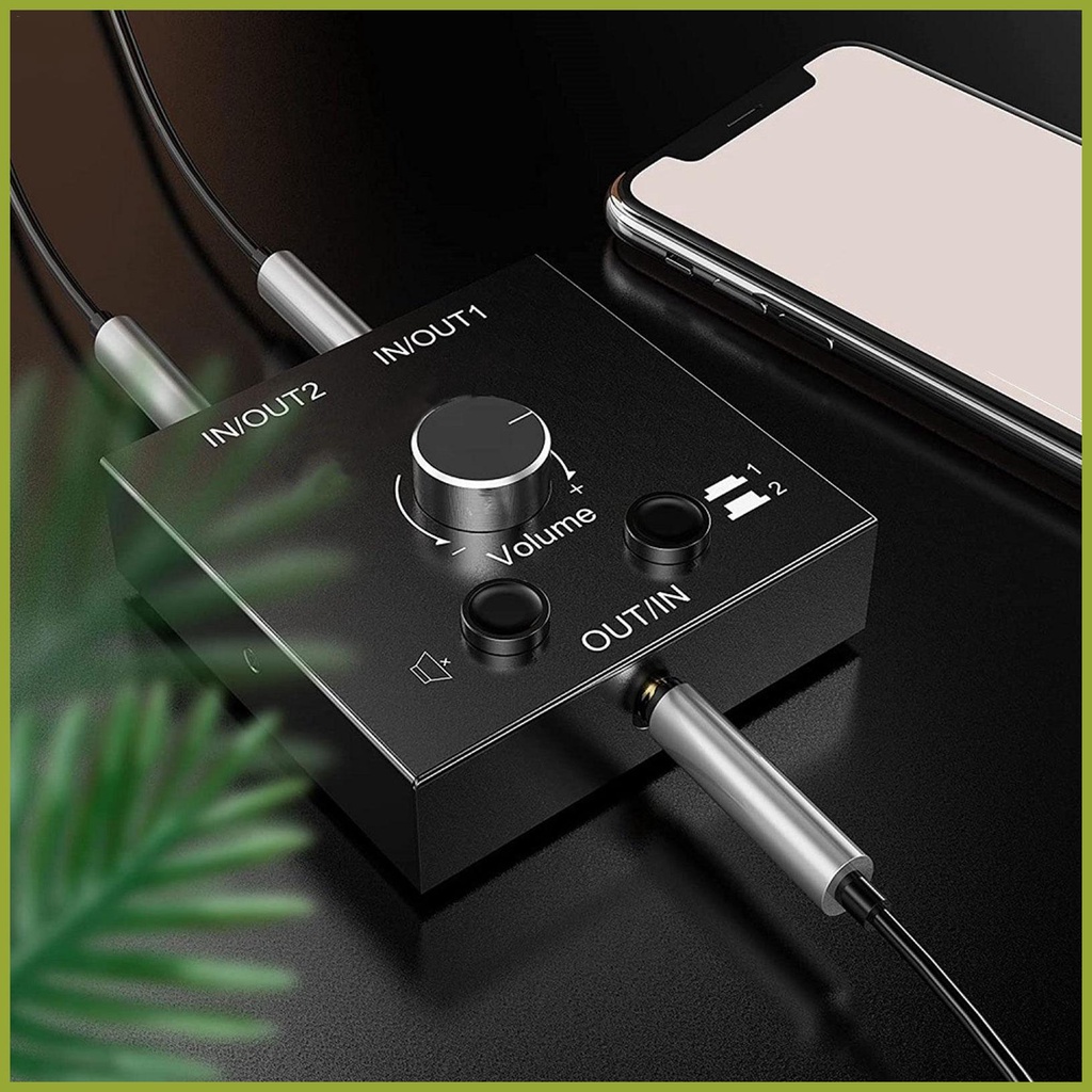Bộ Chia Âm Thanh 2 Cổng 3.5mm Kèm Nút Điều Chỉnh Âm Lượng Cho Tai Nghe