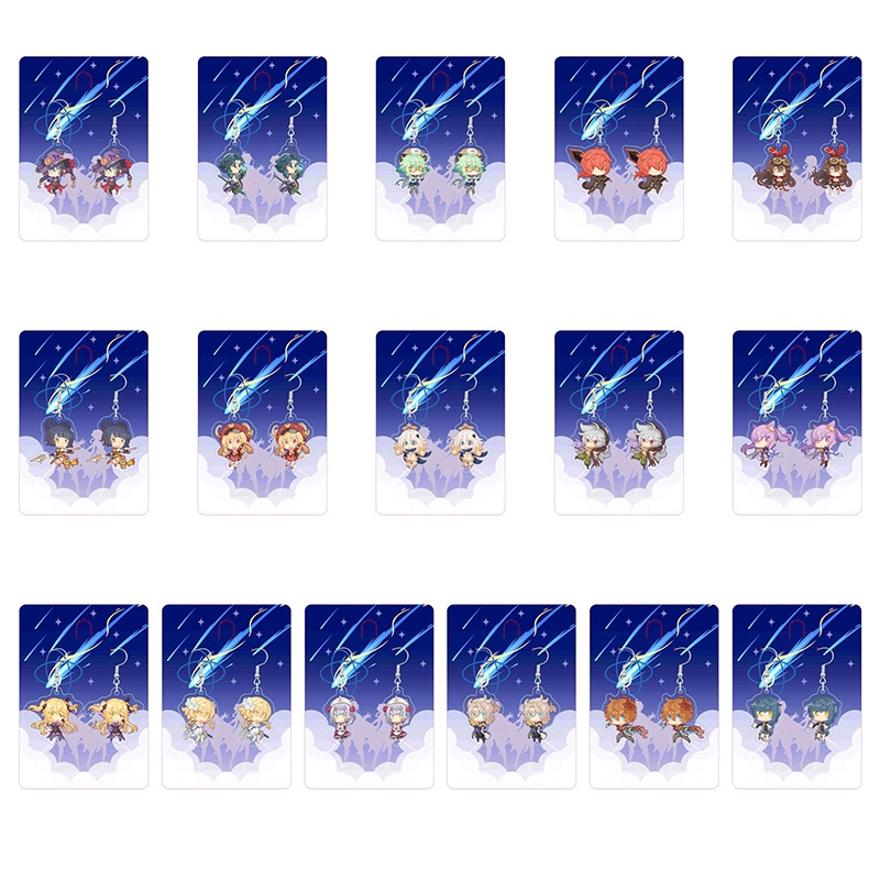 Tmdbyx Khuyên Tai acrylic Mặt Hình Nhân Vật anime game Genshin Va Chạm