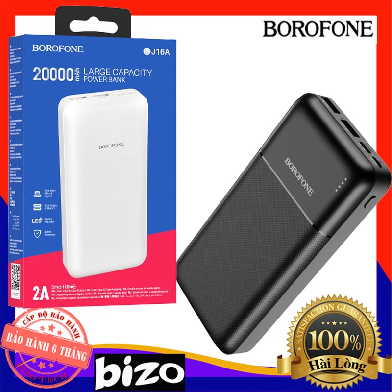 ⚡SIÊU KHỦNG⚡ Pin sạc dự phòng BOROFONE BJ16A cục sạc dự phòng 20000MAH hỗ trợ sạc nhiều thiết bị cùng lúc. sạc du phong