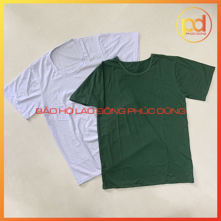Áo thun nam lót cộc tay cổ tròn - Loại tốt khác với loại rẻ thị trường - Chất Cotton co giãn 4 chiều Xanh Lá Rêu & trắng