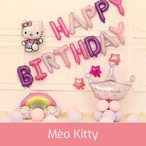 Bộ Bong Bóng Happy Birthday Trang Trí Sinh Nhật (Tặng Kèm Bơm và Băng Keo)