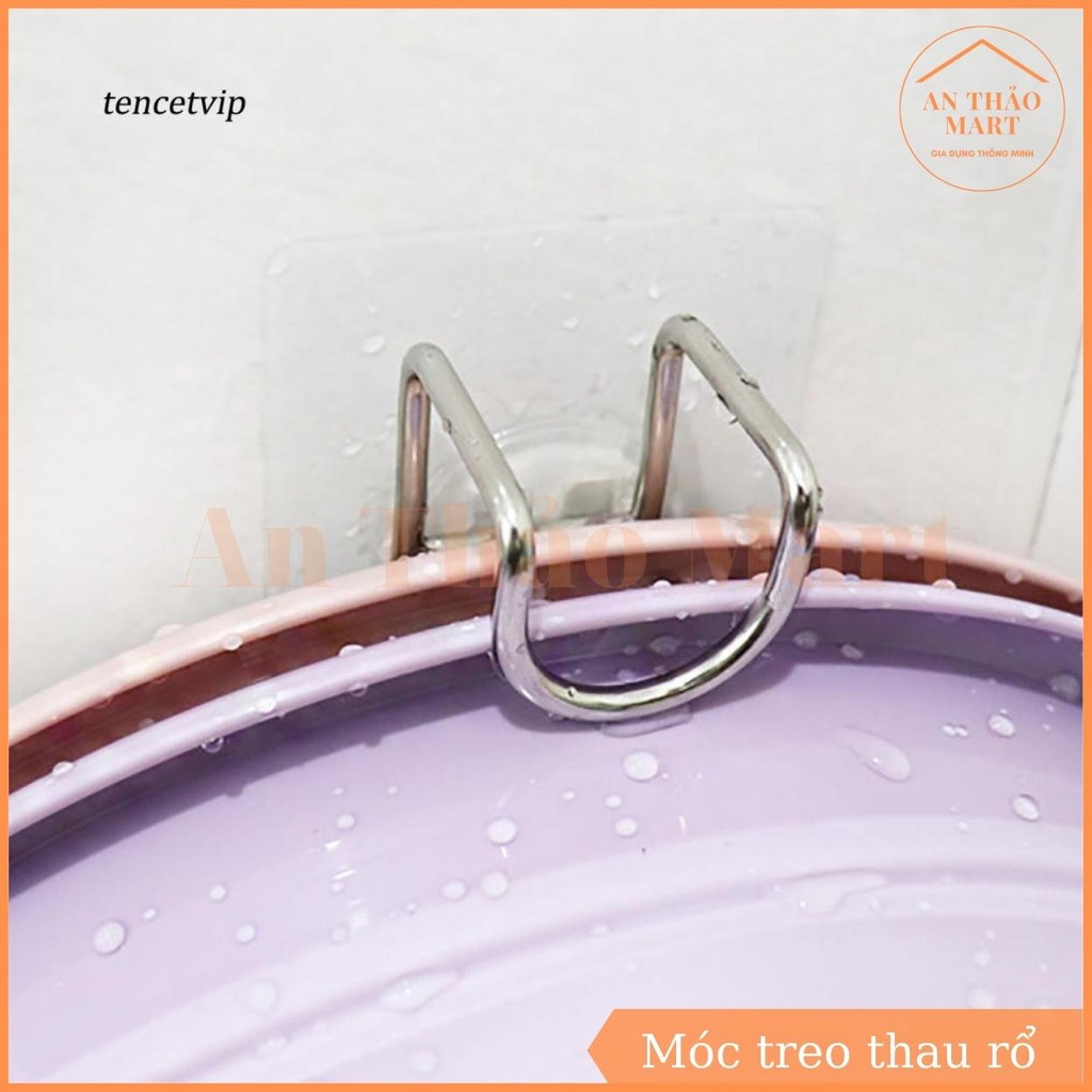 Móc Dán Inox Treo Thau Chậu Rổ, Móc Dán Tường Đa Năng Treo Đồ Nhà Bếp Phòng Tắm