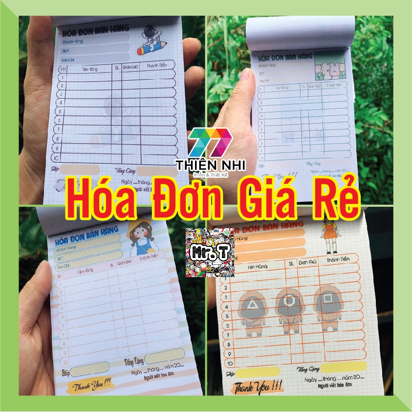 HÓA ĐƠN BÁN HÀNG - DẠNG CUỐN - A5,A6 - IN MÀU NHIỀU MÀU SẮC - NEW