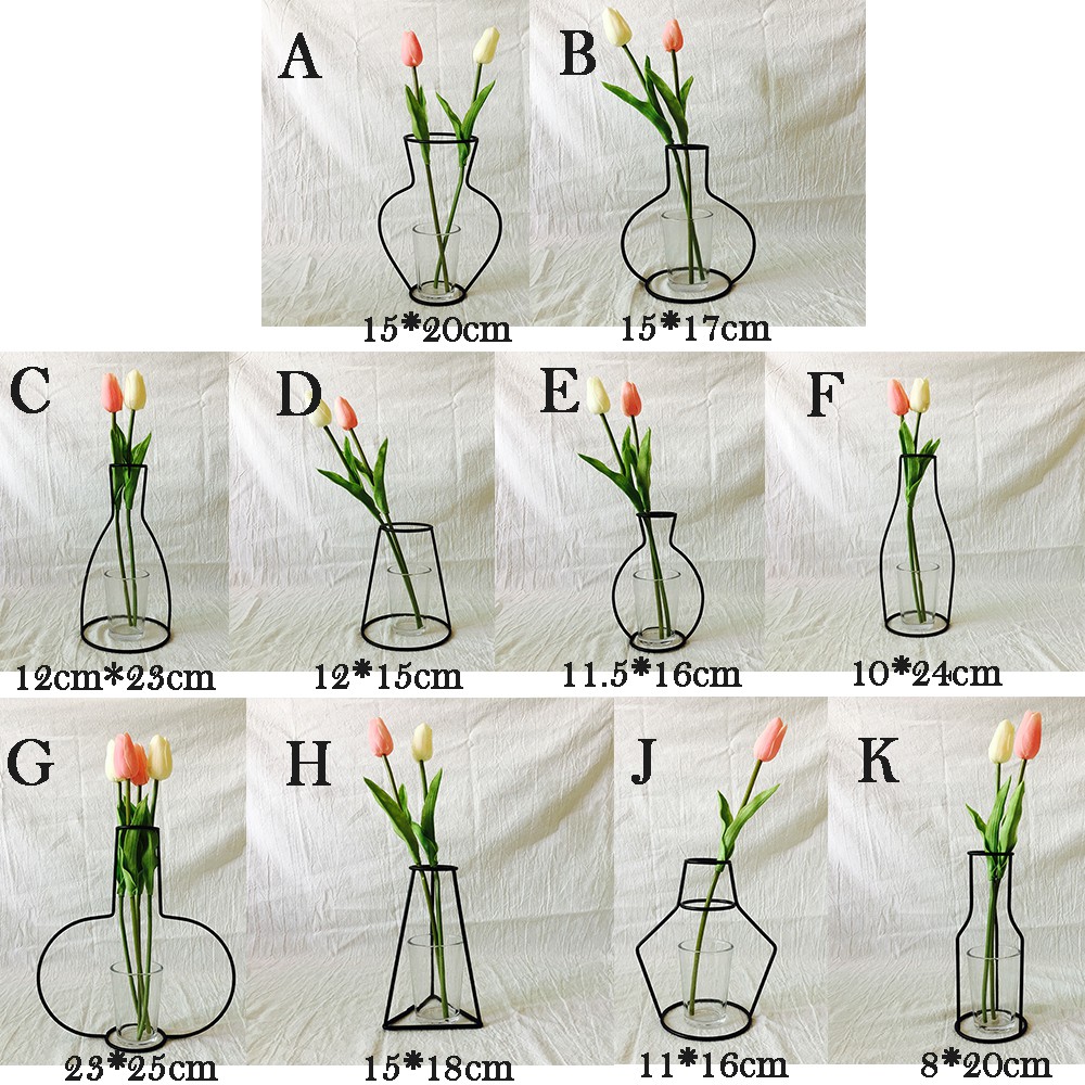 Giá đỡ bình hoa chất liệu sắt mini để bàn trang trí nhà retro thiết kế cách điệu
