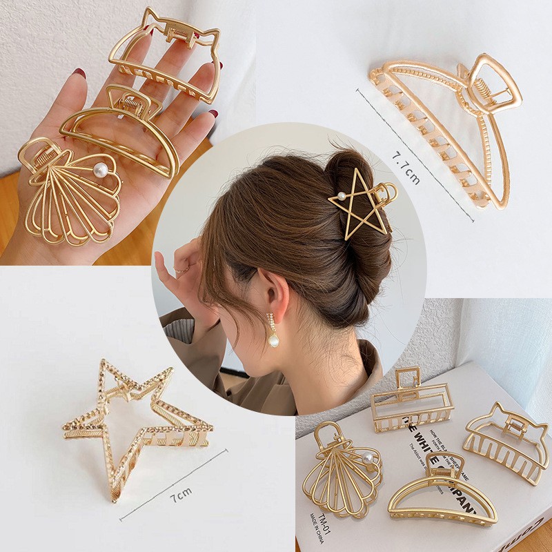 Kẹp Tóc Kim Loại Thiết Kế Đơn Giản Phong Cách Retro Hàn Quốc