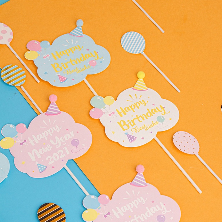 đồ cắm bánh sinh nhật [FREESHIP❤️] que cắm happy birthday nơ bông