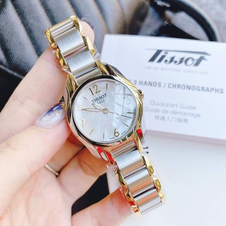 Đồng hồ Nữ chính hãng Tissot 1853 T023.210.22.117.00 Demi vàng,Mặt trắng,Kính Sapphire-Máy Pin-Dây kim loại-Size 28mm