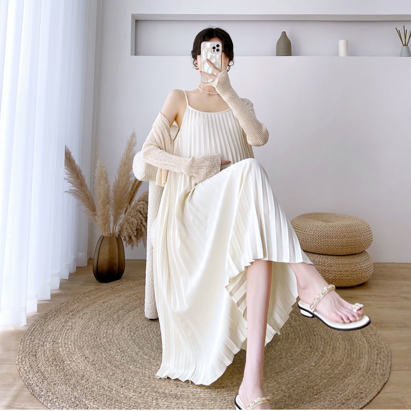 Đầm Bầu Hai Dây Vải Voan Dáng Dài Cỡ Lớn Thời Trang Xinh Xắn