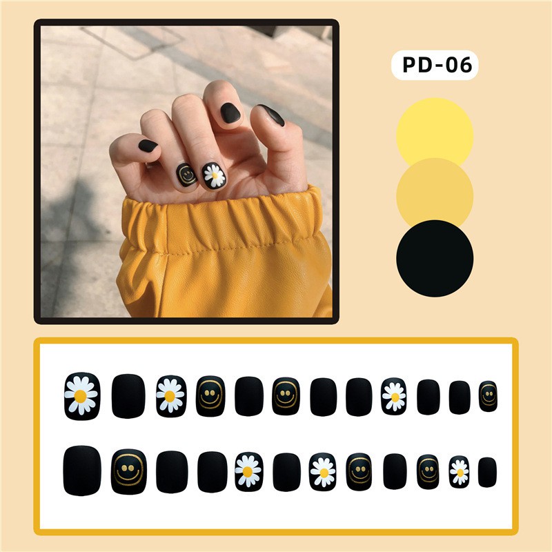 Bộ 24 móng tay giả Nail Nina trang trí nghệ thuật họa tiết đáng yêu mã PD00【Tặng kèm dụng cụ lắp】