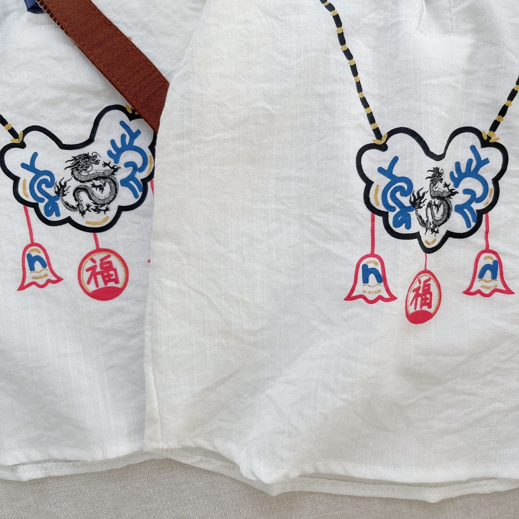 Bộ Cộc Tay Cho Bé Thêu Hình Vòng Cổ, Bộ Cộc Tay Chất Đũi Cho Bé Trai Bé Gái Từ 6 - 27kg - LILA KIDS