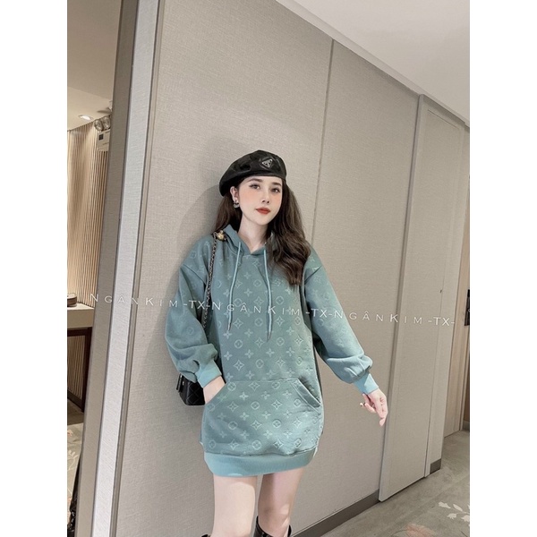 Áo hoodies nỉ dập nổi eo vì