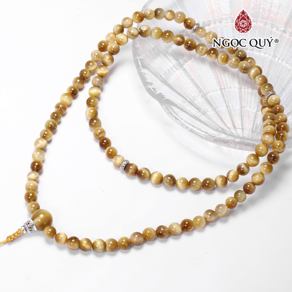 Chuỗi 108 hạt TA mắt hổ vàng tâm - Ngọc Quý