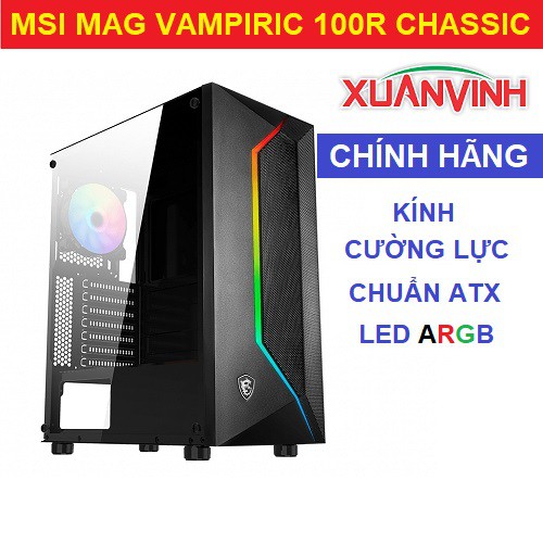 Vỏ máy tính MSI MAG Vampiric 100R 100L Chassic ATX Led ARGB Kính Cường Lực New 100% Chính Hãng
