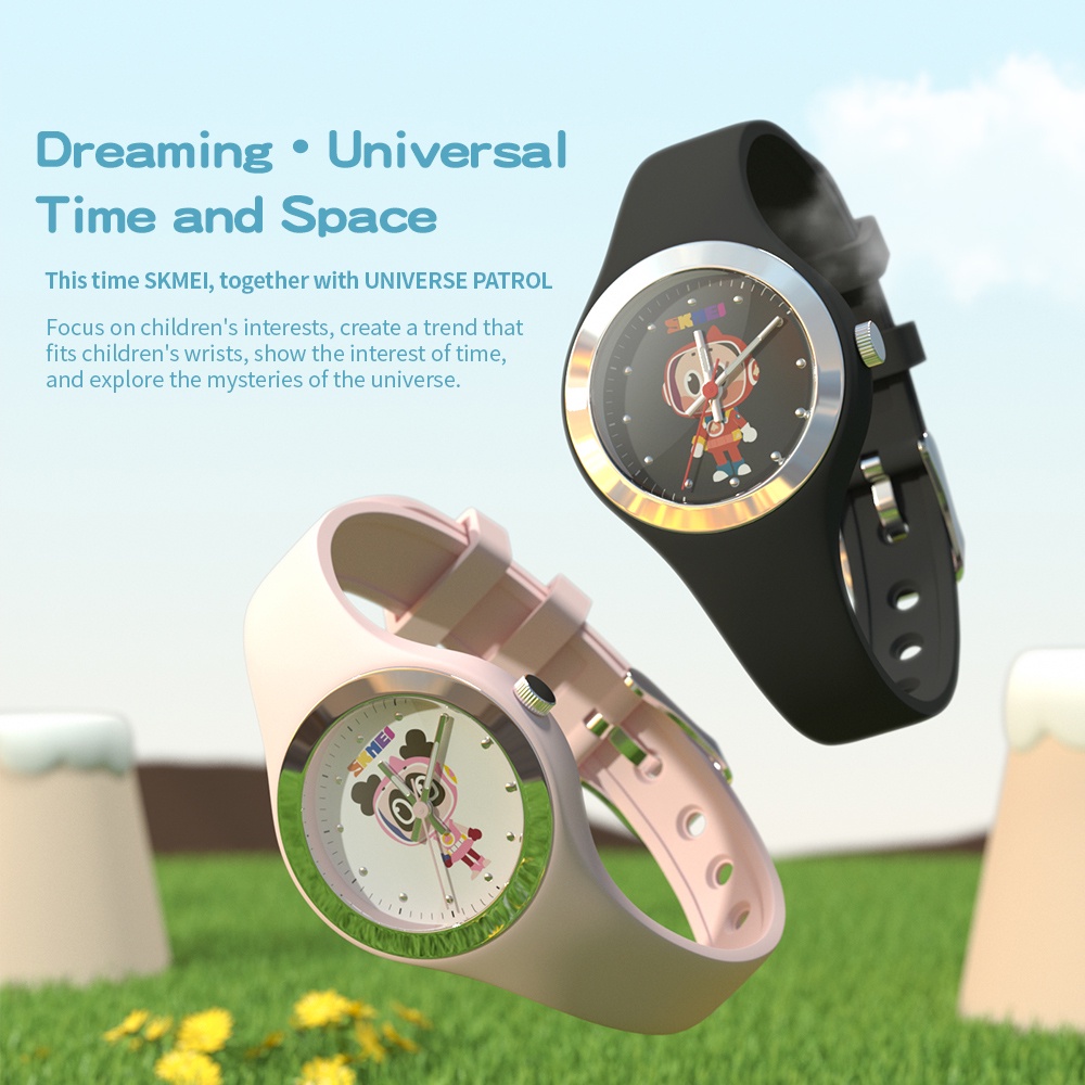 Đồng hồ đeo tay SKMEI YZ1003 máy thạch anh chống nước hoạt hình dây đeo silicone khóa cài thép không gỉ đáng yêu cho bé