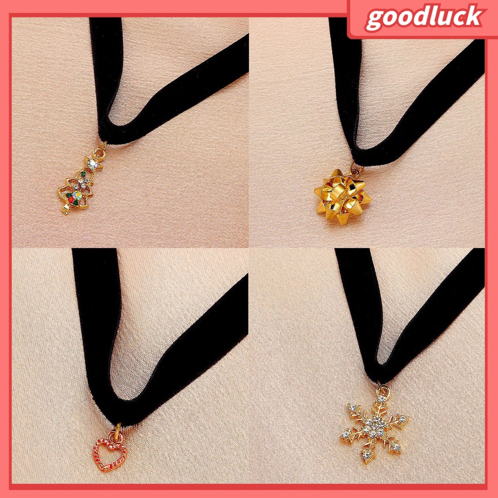 Vòng Cổ Choker Bằng Nhung Mặt Hình Cây Thông Giáng Sinh Dành Cho Nữ