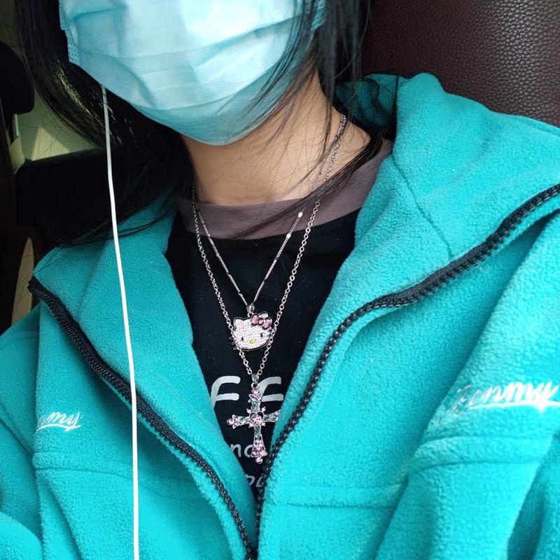 SANRIO Kawaii Vòng cổ Đính Kim Cương Toàn Diện Hình Hoạt Hình Hello Kitty Dễ Thương Cho Nữ