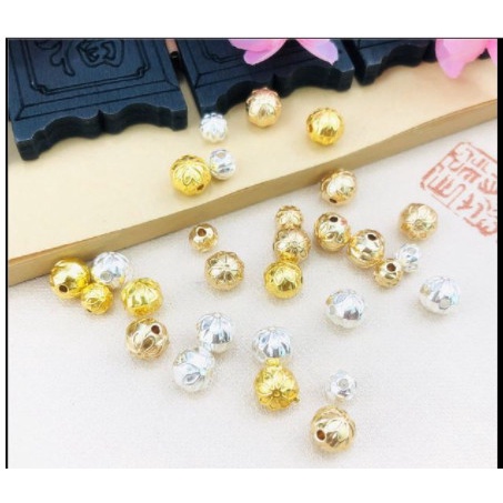 2-5-10 viên charm khắc cánh hoa 8mm mix trang sức