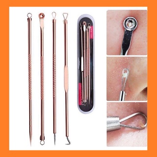 Hộp 4 cây nặn mụn INOX - dụng cụ lấy mụn que 8 đầu tiện dụng