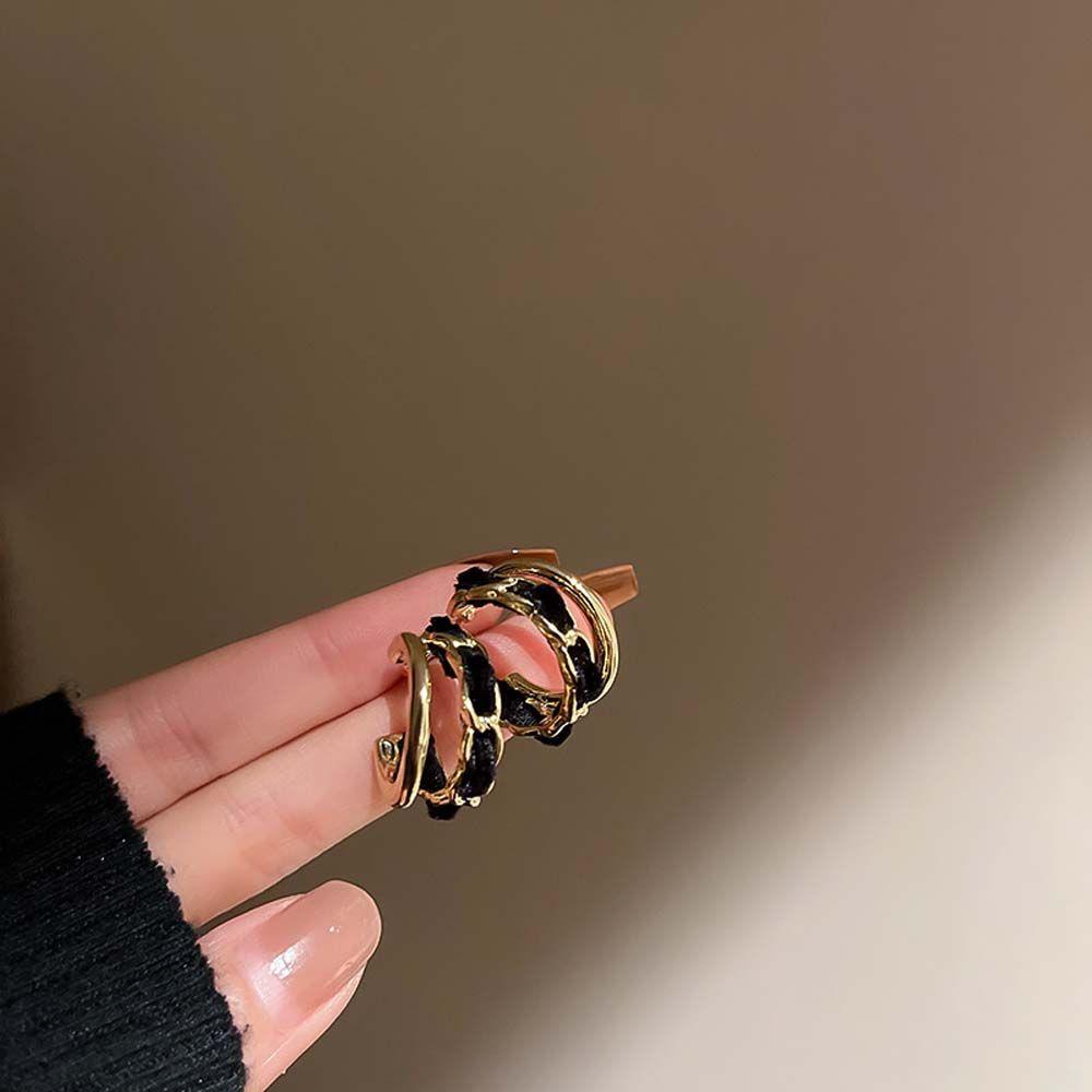 Bông Tai Mạ Bạc 925 Kiểu Dáng Thanh Lịch Hợp Thời Trang|Bông Tai Vải Nhung Hình Học Đính Kim Xích Kim Loại Thời Trang