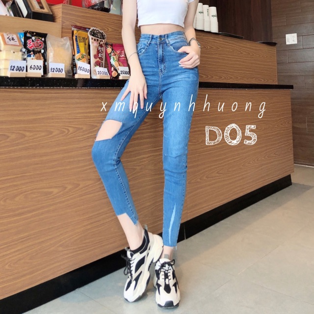 [Mã FASHIONGREEN94 giảm 10% tối đa 30K đơn 99K] Quần jean dài giãn mã D05, 100% là hình thật của shop nhé