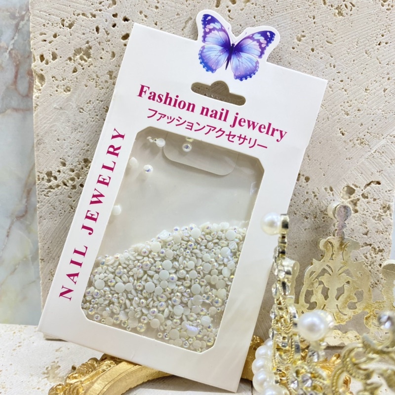 charm trai nữa trắng/7màu mix size đính móng