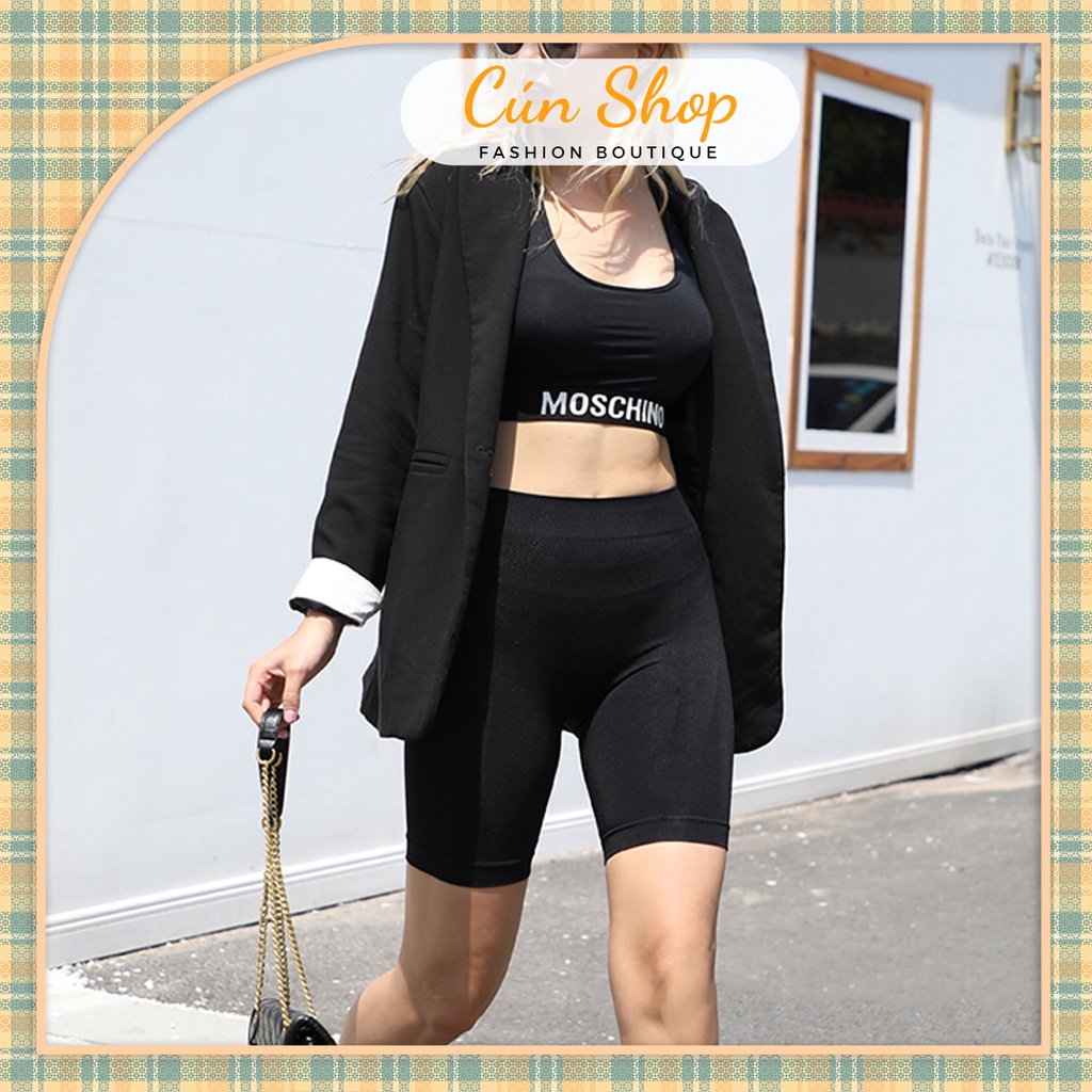 Quần legging lửng ngang gối cotton co giãn thấm hút mồ hôi - Cún Shop