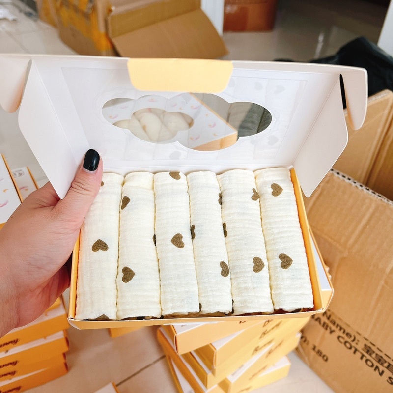 Set 6 khăn sữa vải xô Muslin cao cấp cho bé - BUNNY