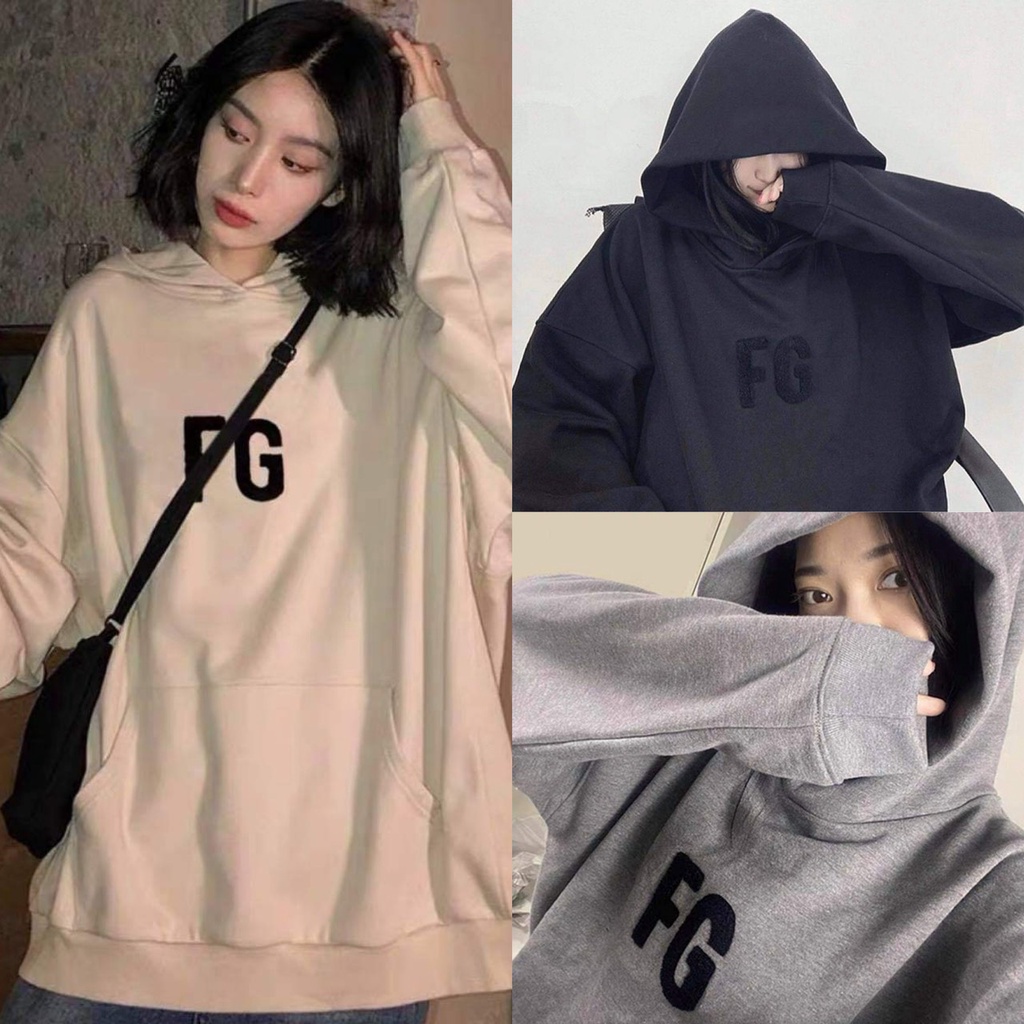Áo Hoodie FG nam nữ form rộng unisex nhiều màu xám đen be siêu xinh ulzzang HOLA