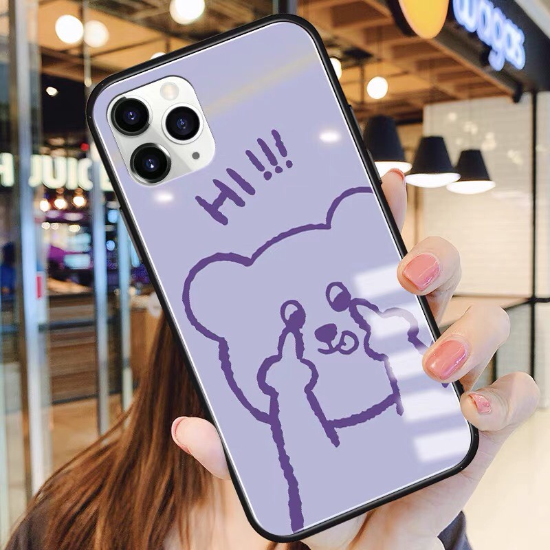 Ốp lưng iphone kính cặp đôi gấu Funny case 14plus 14 pro max 13 12 promax 11 mini 6 6s 7 8 plus x xr xs Se