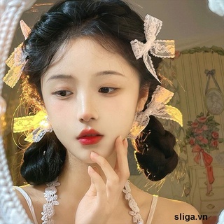 💖💖Kẹp tóc nơ ren trắng đơn giản cho nữ