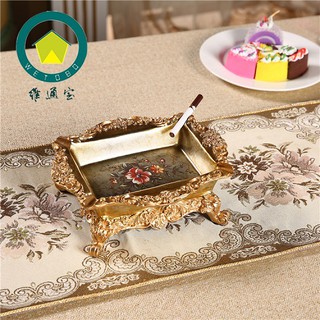 Gạt tàn sứ vuông màu vàng
