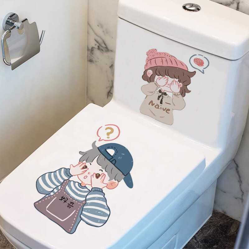 Miếng Dán Trang Trí Toilet Họa Tiết Hoạt Hình Vui Nhộn