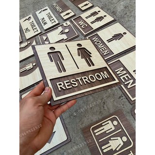 Bảng Gỗ Vintage Decor Toilet - WC Nam Nữ - Resroom Chỉ hướng nhà vệ sinh