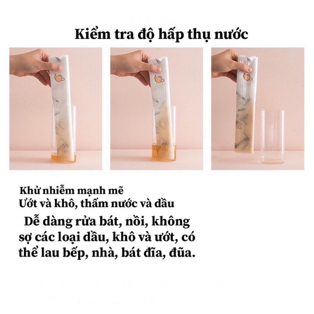 Khăn Lau Giấy Lau Nhà Bếp Đa Năng, Dai Bền Cuộn 50 Tờ