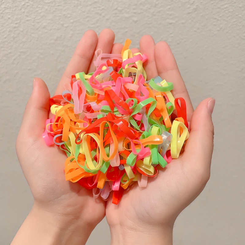 Dây Buộc Tóc Cao Su Bản Rộng Dày Co Giãn Màu Sắc Kẹo Ngọt Không Đau Cho Bé Gái