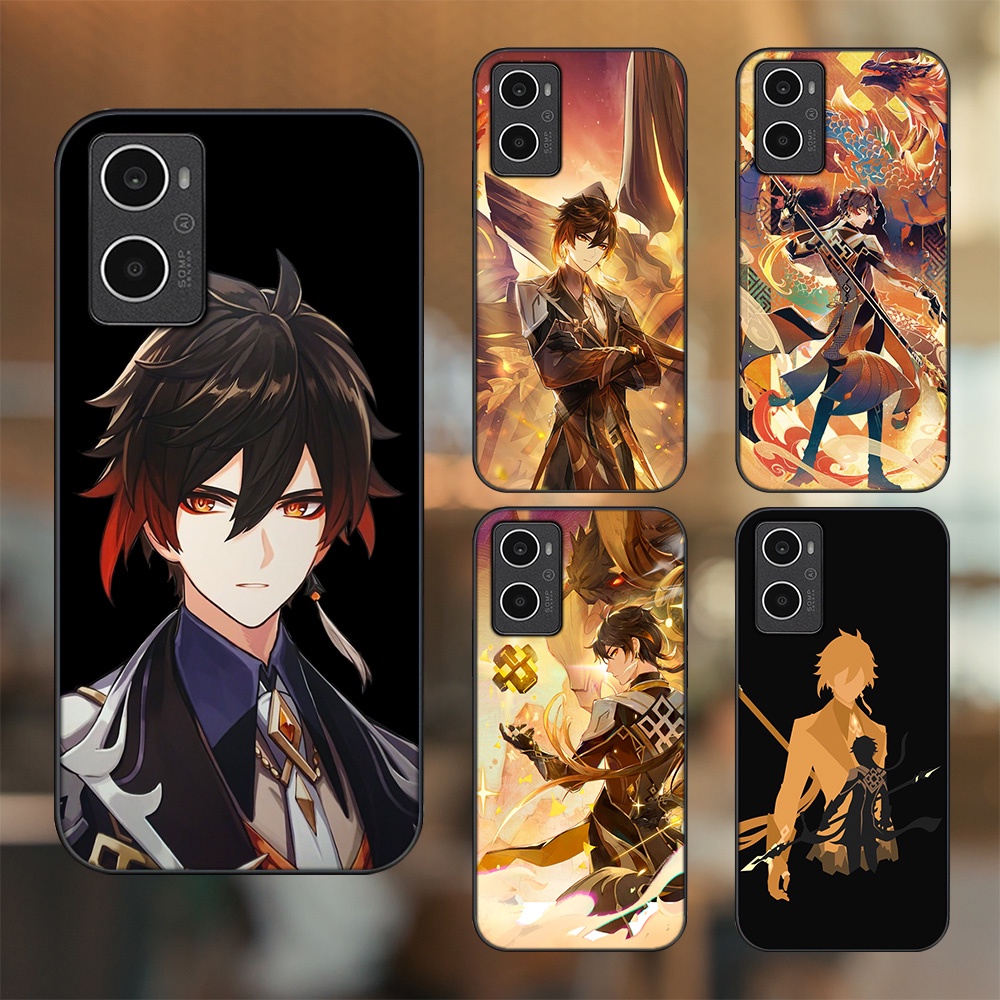 Ốp lưng Oppo A96 4G viền đen in hình Zhongli Genshin Impact