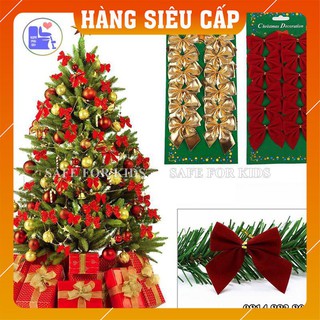 Set 12 Nơ Trang Trí Noel Đỏ Rực Rỡ - Đồ Trang Trí Noel Cây Thông Phụ Kiện Cực Xinh