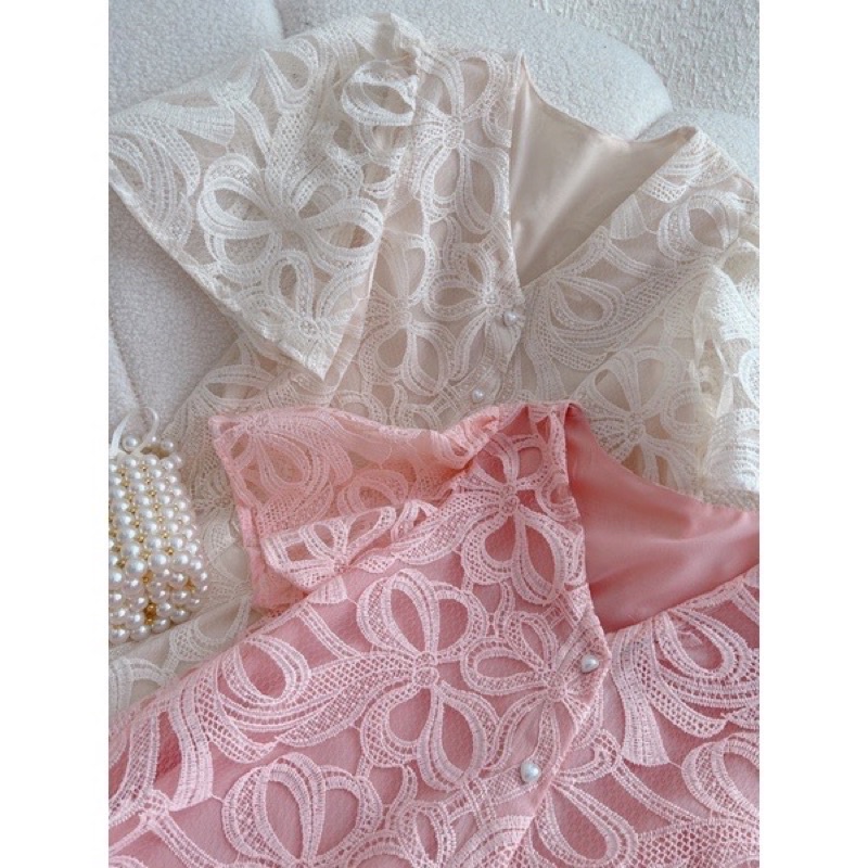 Đầm ren hai lớp đuôi cá dáng dài tiểu thư nhẹ nhàng, váy phom suông dễ mặc