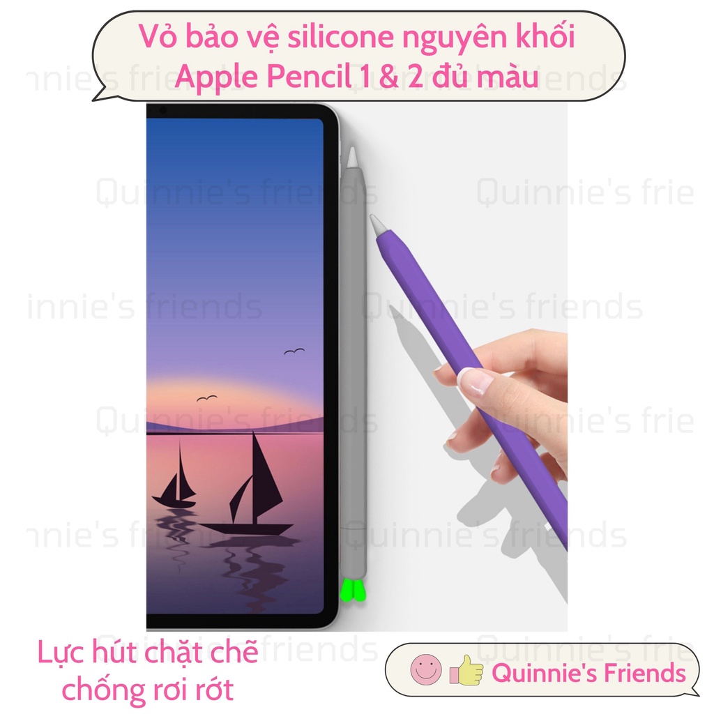 Vỏ bao ốp silicon, case cho bút Apple Pencil 1 và Pencil 2 - Loại 1 silicone cao cấp đúc nguyên khối đủ màu cà rốt