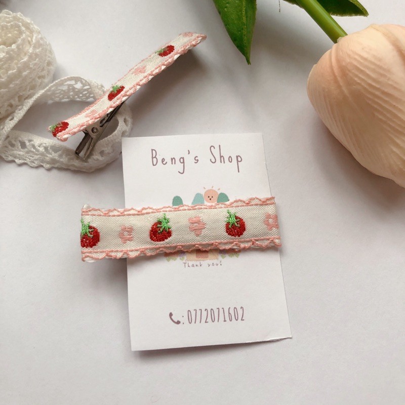 Kẹp tóc thêu hoa handmade🌷