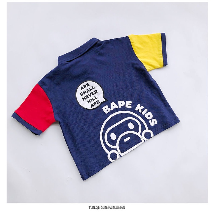 Áo Thun Polo 100% Cotton Mỏng In Họa Tiết Phong Cách Hàn Quốc Nhật Bản Thời Trang Mùa Hè 2022 Mới Cho Bé Trai