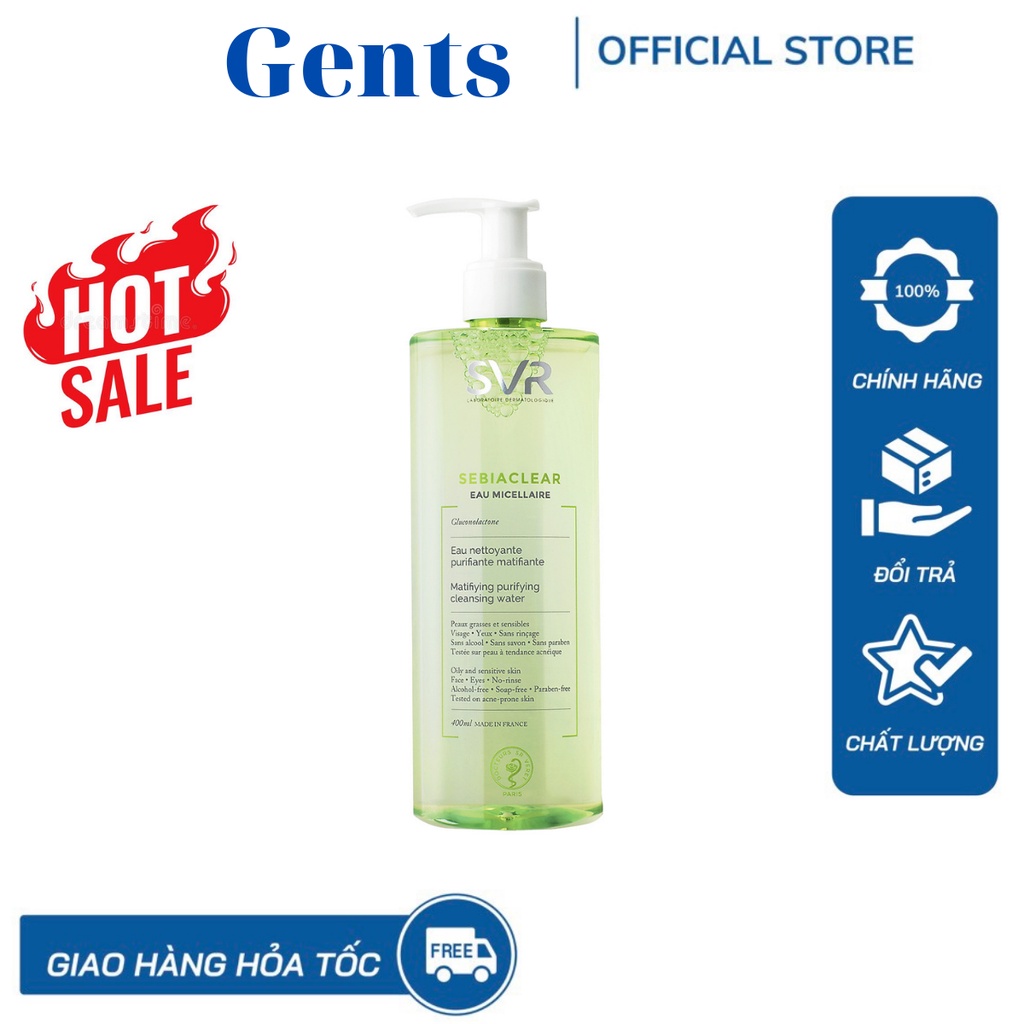 Nước Tẩy Trang SVR Sebiaclear Eau Micellaire Cho Da Dầu Mụn, Nhạy Cảm 400ml GentOfficialStore