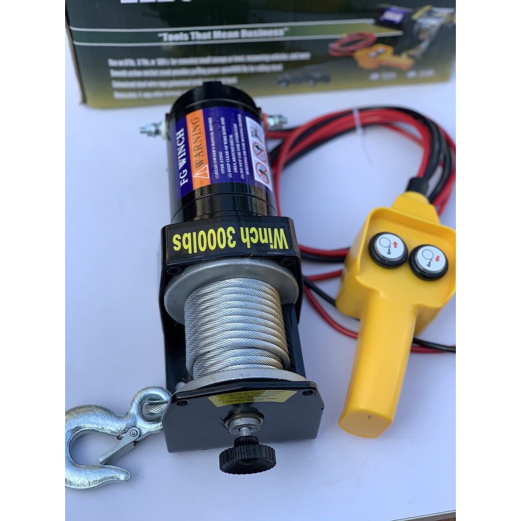 Tời điện ác quy 12v 3000lbs tải trọng 1.360kg cáp 6m