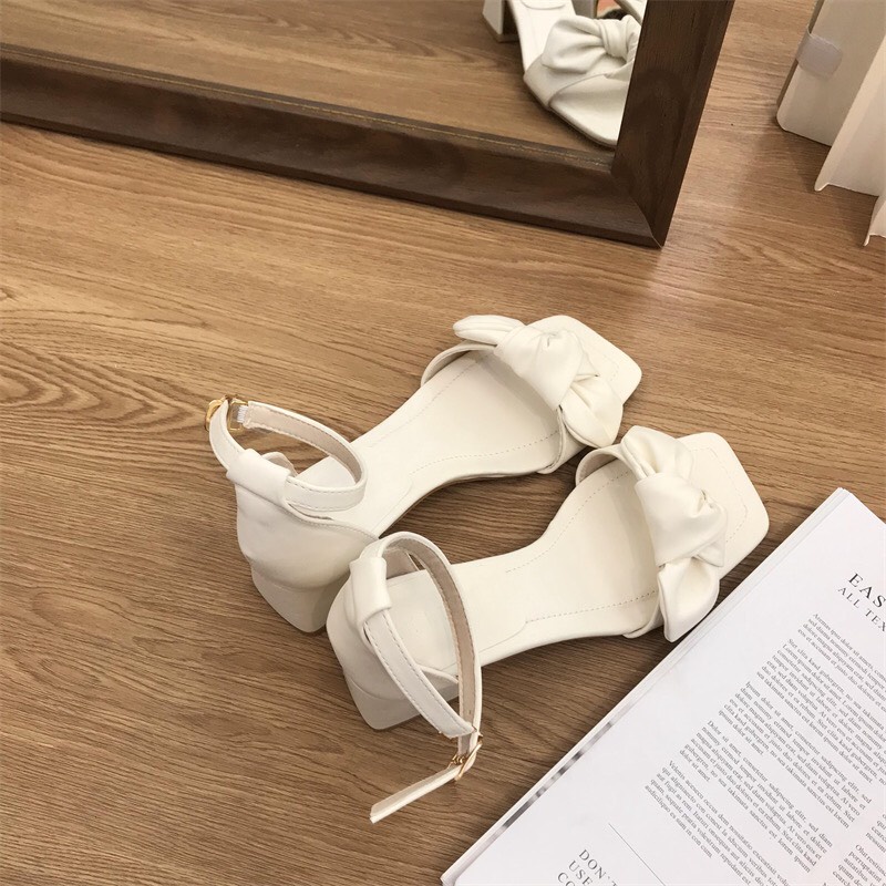 Giày Cao Gót Sandal Nữ 7P Quai hậu NƠ Xinh Xuất Sắc K5