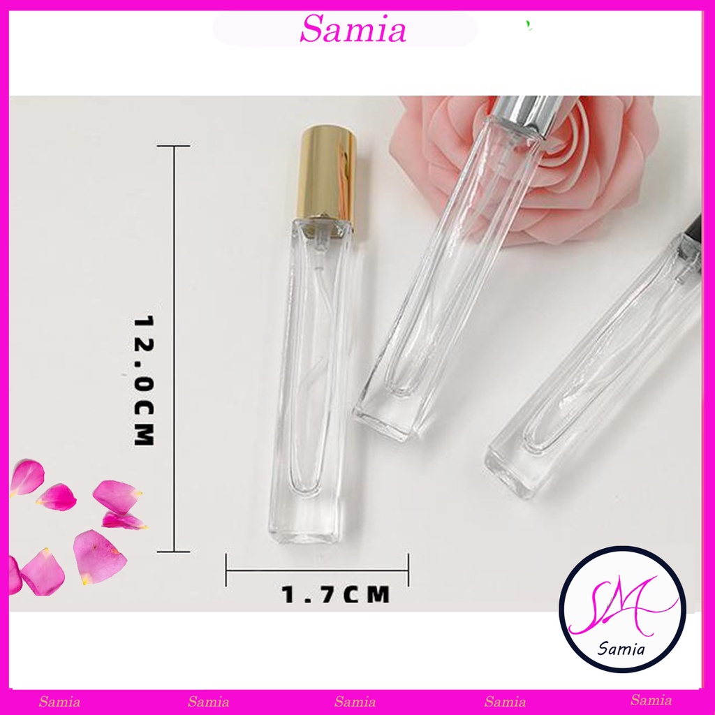 Chai chiết nước hoa 10ml dạng xịt thủy tinh trong hình trụ đẹp Samia (lọ chiết nước hoa rỗng)