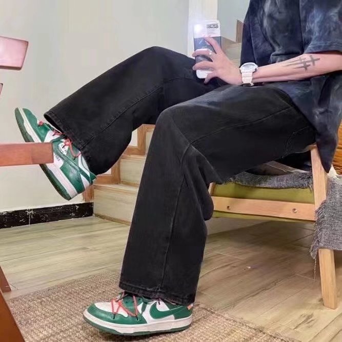 Quần Jean Dài Dáng Rộng Cỡ Lớn Thoải Mái Phong Cách Hip Hop Hàn Quốc Thời Trang Cho Nam Size S-5XL