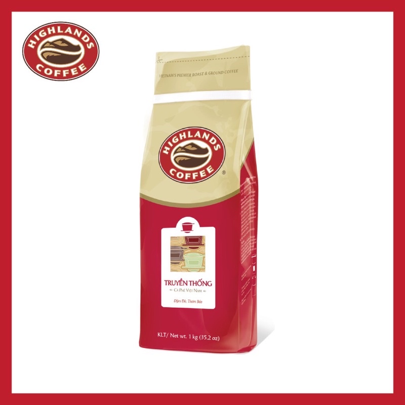 Combo 1gói 1kg và 1gói 200 Cà Phê Rang Xay Highlands Coffee Truyền thống